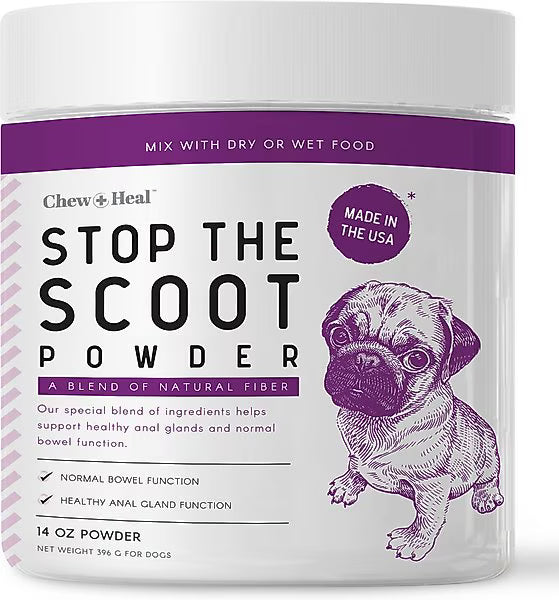 Chew + Heal Stop The Scoot Anal Glands Powder Supplement for Dogs- Powder