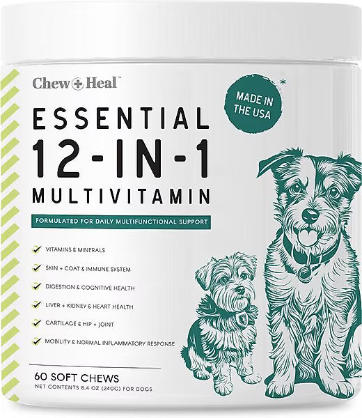 Chew + Heal Essential 12-in-1 Multivitamin Soft Chews for Dogs