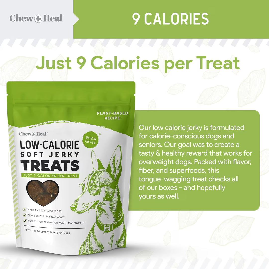 Chew + Heal Limited Ingredient Low Calorie Fruit & Veggie Superfoods Soft Jerky Dog Treats
