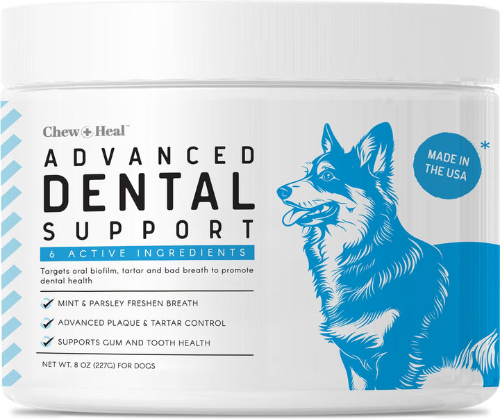 Chew + Heal Advanced Dental Support Powder with 6 Active Ingredients Dental Supplement for Dogs