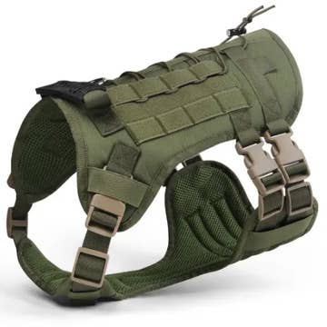Tactical Dog Harness Vest for Large Dogs - No-Pull Training Vest - Green