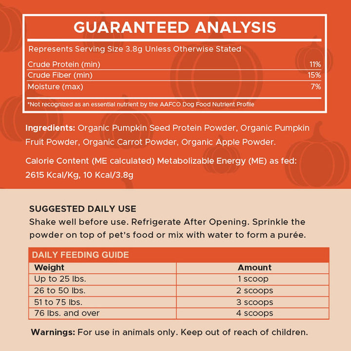 Organic Pumpkin Digestive Defense Superfood Blend Powder Digestive Aid Supplement for Dogs