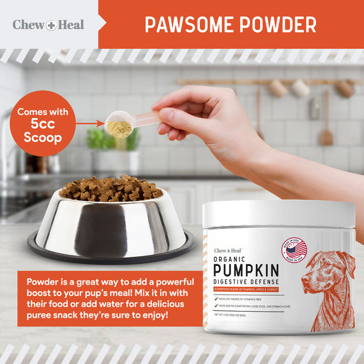 Organic Pumpkin Digestive Defense Superfood Blend Powder Digestive Aid Supplement for Dogs