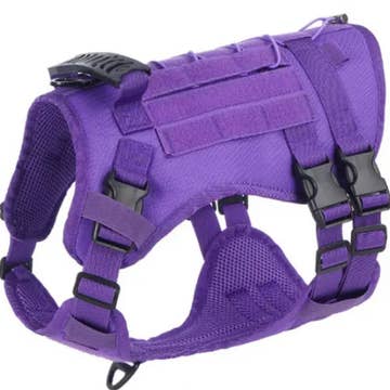 Tactical Dog Harness Vest for Large Dogs - No-Pull Training Vest - Purple