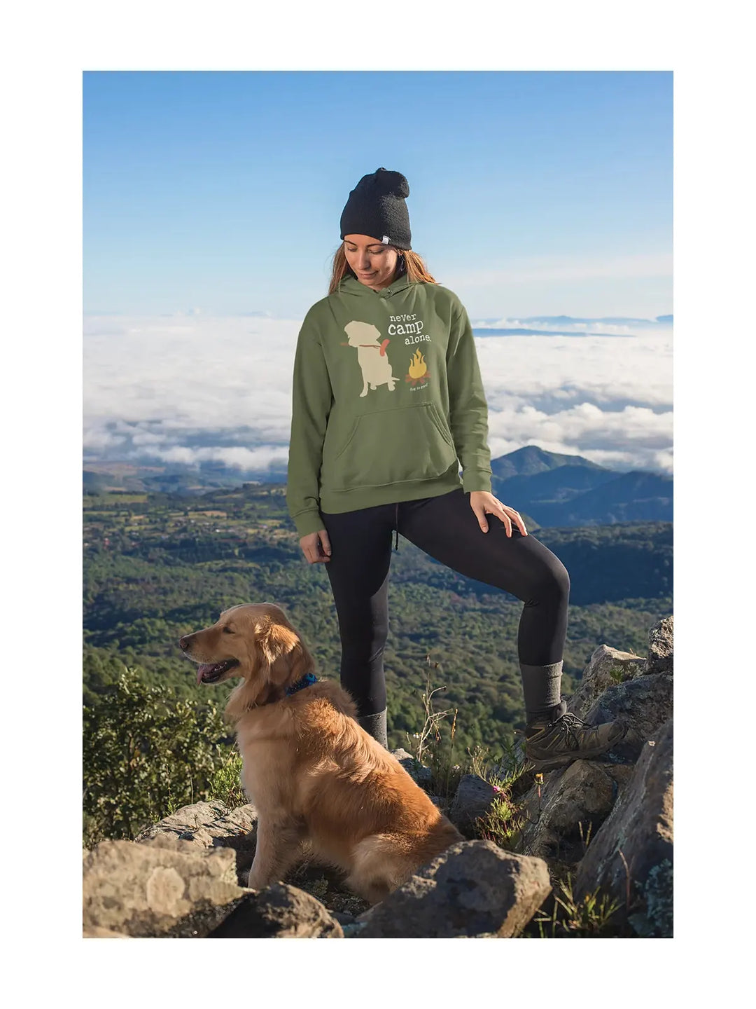 Hoodie: Never Camp Alone (Green)