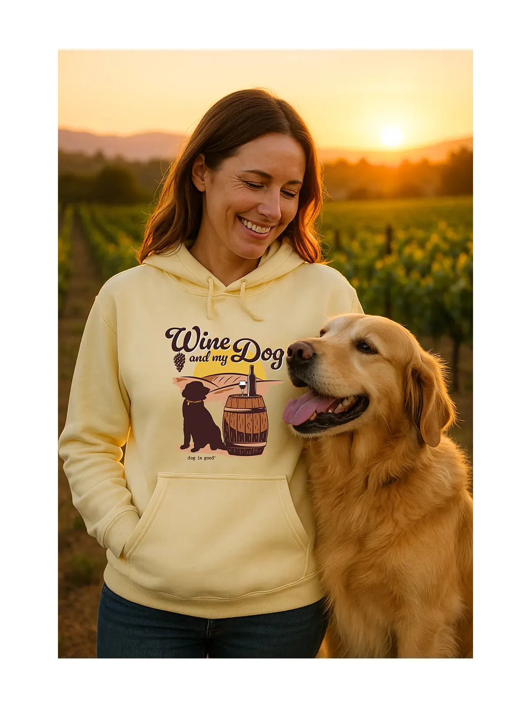 Hoodie: Wine & My Dog (Yellow Cream)