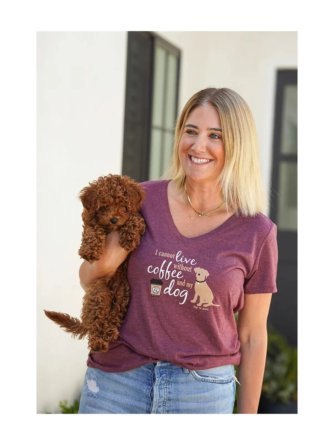 T-shirt: I Cannot Live Without Coffee and My Dog - V neck