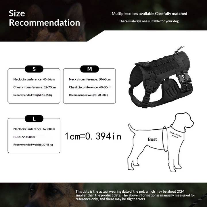 Tactical Dog Harness Vest for Large Dogs - No-Pull Training Vest - Gray