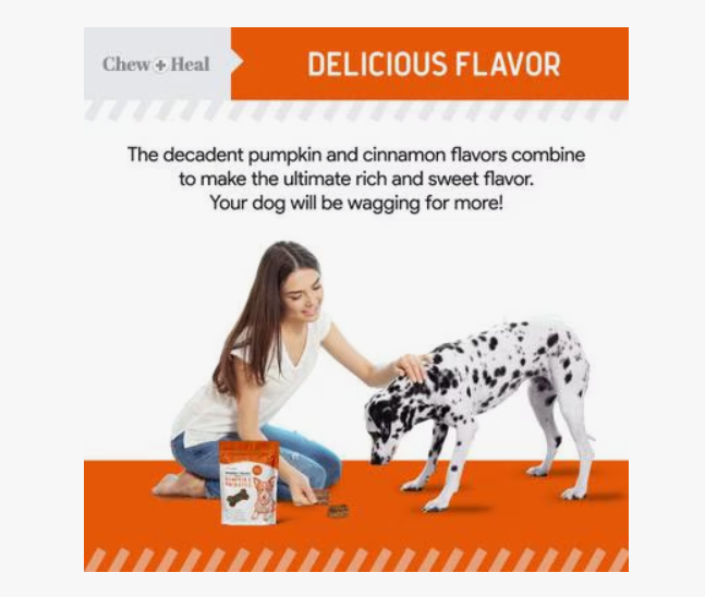 Chew + Heal Pumpkin & Prebiotic Fiber Crunchy Biscuit Dog Treats, 24-oz bag