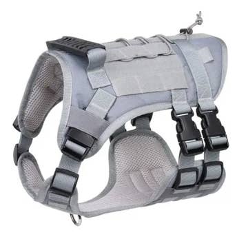 Tactical Dog Harness Vest for Large Dogs - No-Pull Training Vest - Gray