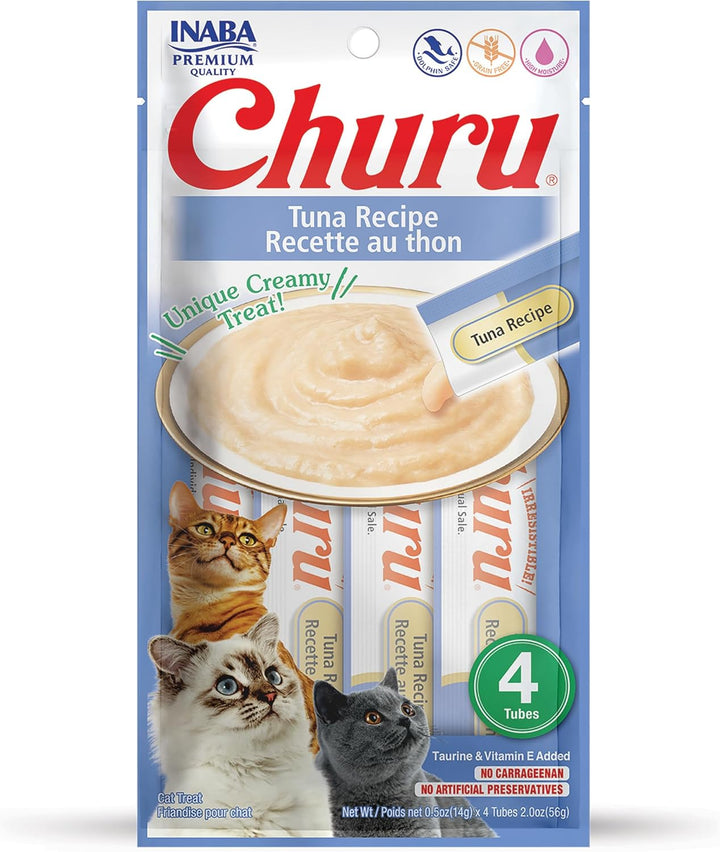 INABA Churu Cat Treats, Grain-Free Creamy Purée, Chicken & Shrimp