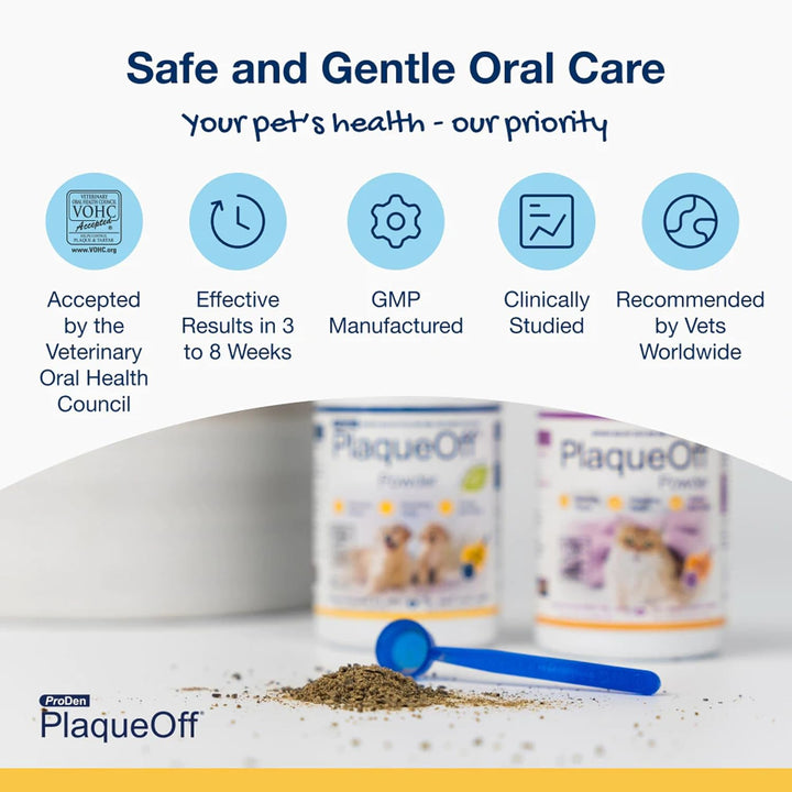 ProDen PlaqueOff Powder for Pets - Cat & Dog Breath Freshener - Plaque & Tartar Remover for Pet Oral Care