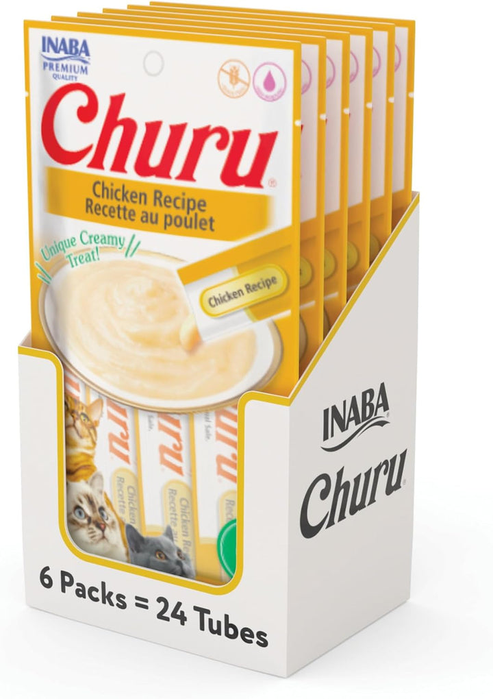 INABA Churu Cat Treats, Grain-Free Creamy Puree, Chicken