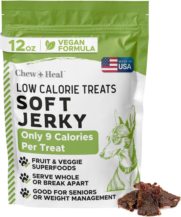 Chew + Heal Limited Ingredient Low Calorie Fruit & Veggie Superfoods Soft Jerky Dog Treats