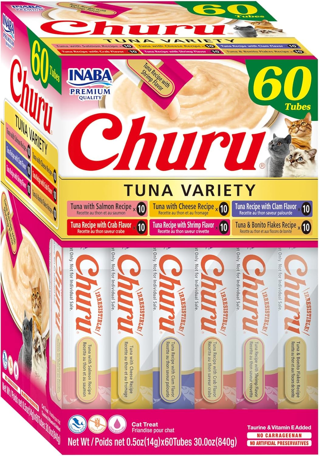 Inaba Churu Tuna Seafood Variety Box Cat Treats 60X14G