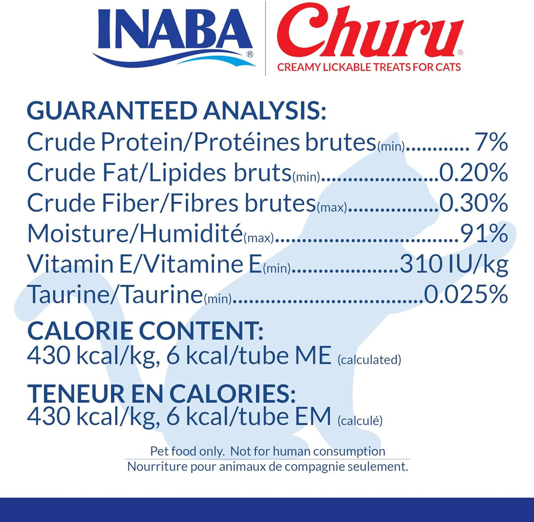 INABA Churu Cat Treats, Grain-Free Creamy Purée, Chicken & Crab