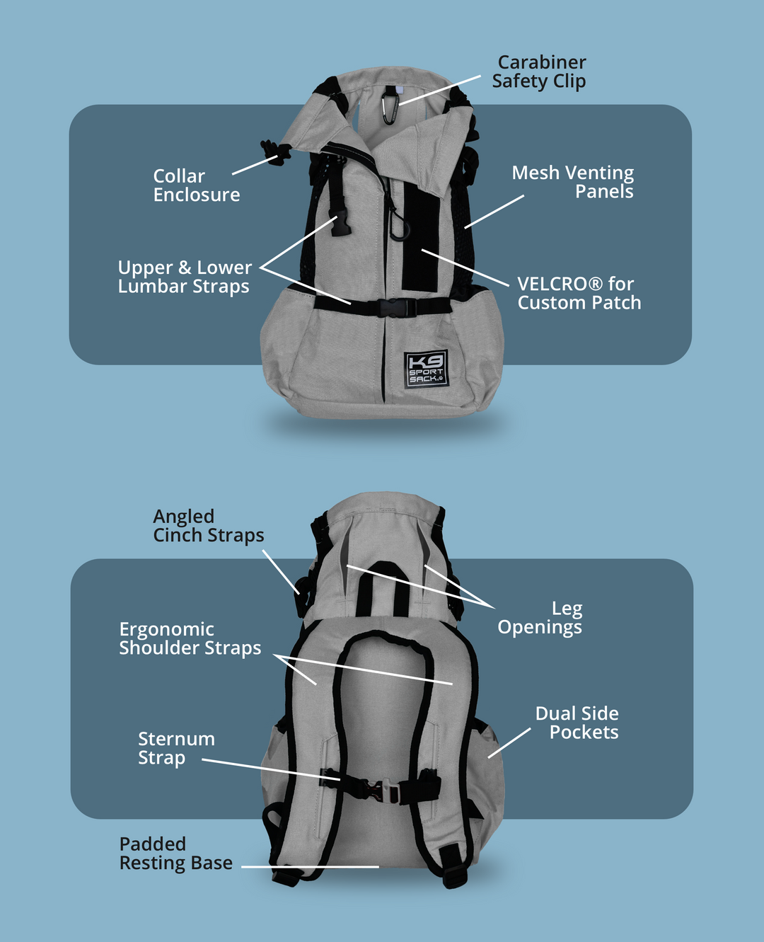Klearance Air 2, Original Backpack Dog Carrier - Grey