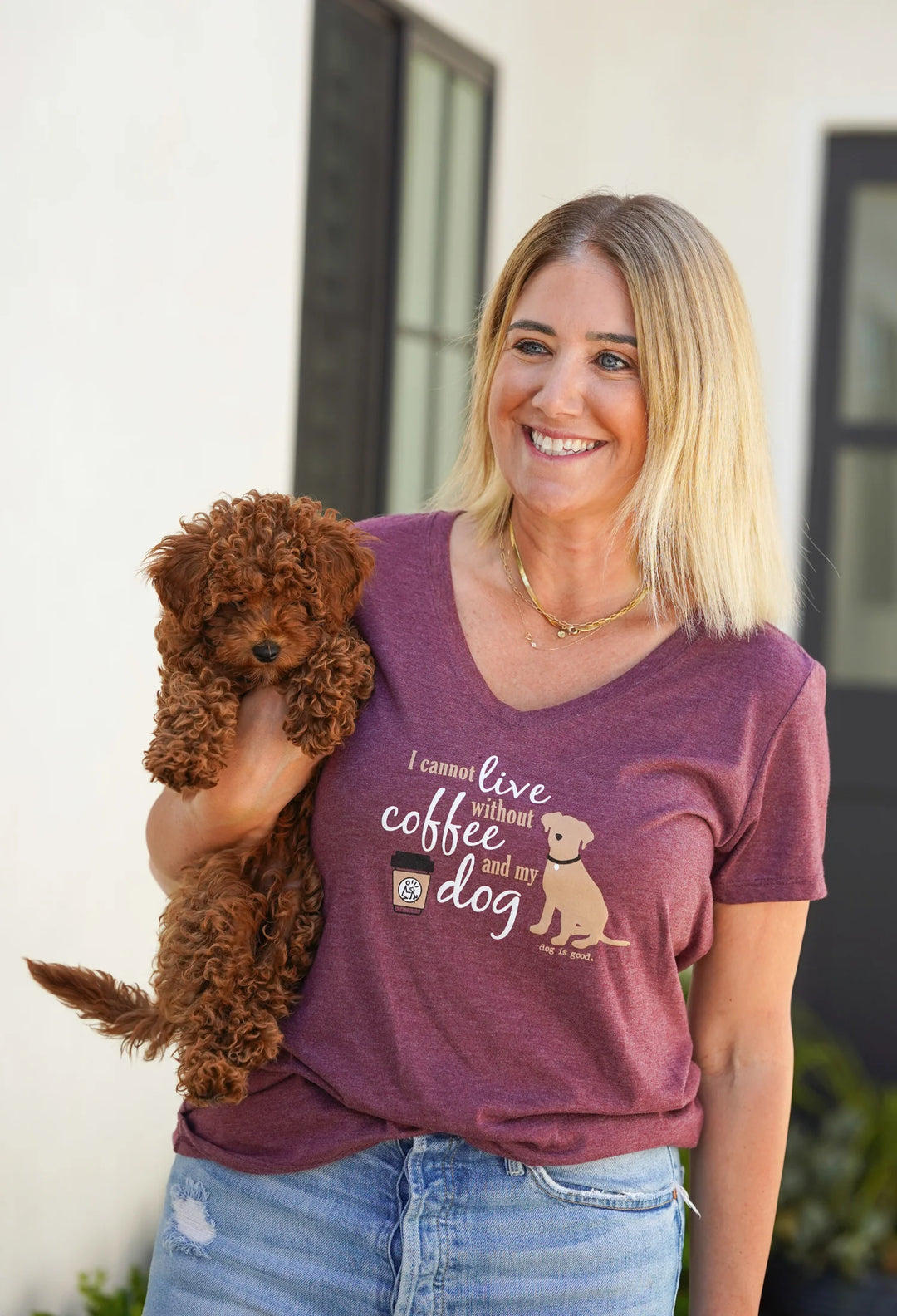 T-shirt: I Cannot Live Without Coffee and My Dog - V neck