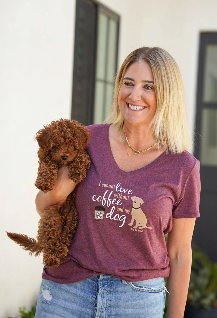 T-shirt: I Cannot Live Without Coffee and My Dog - V neck
