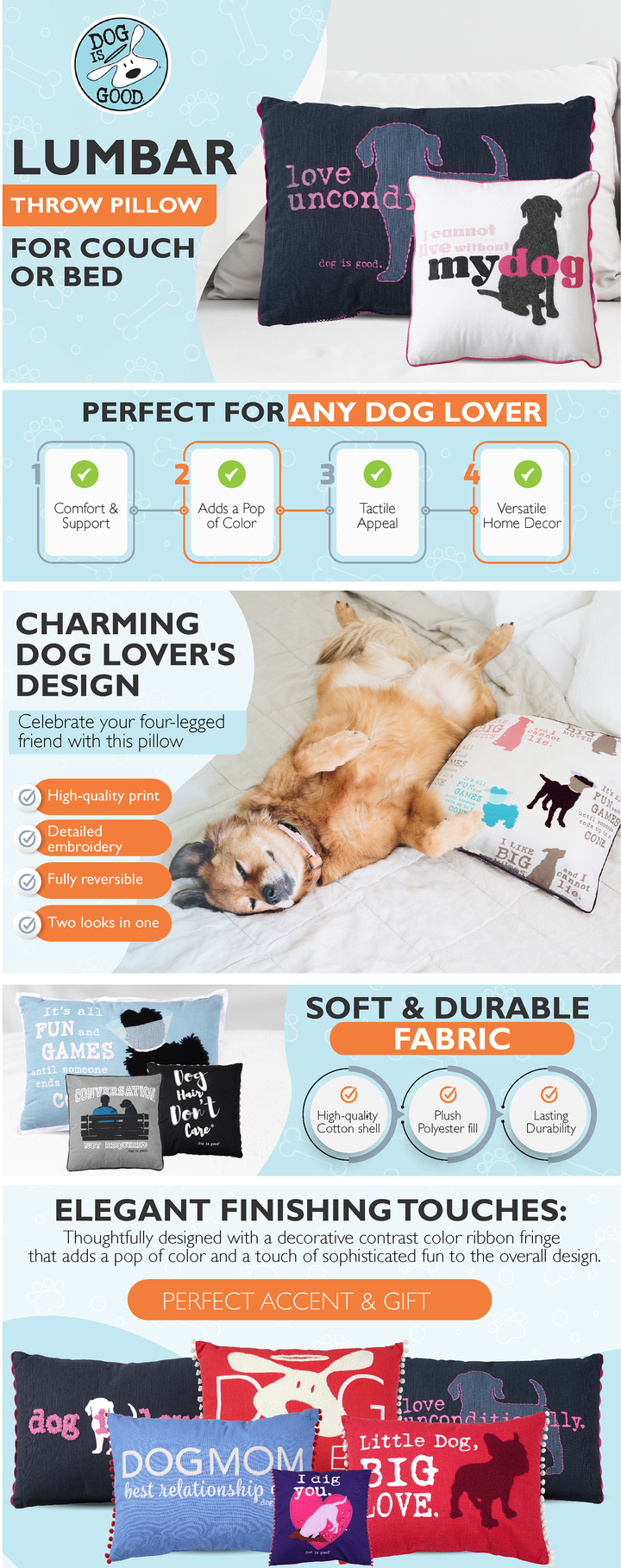 Dog Hair Don't Care Decorative Throw Pillow for Dog Lovers