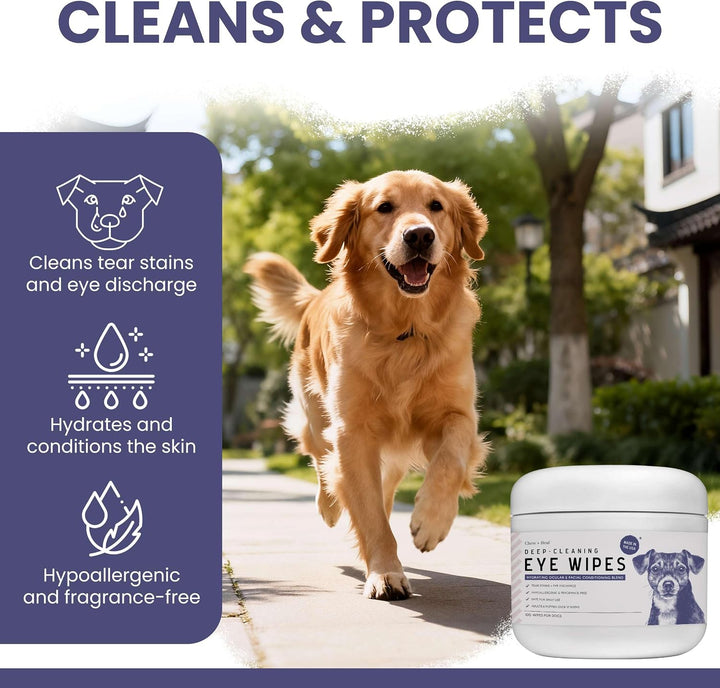 Deep Cleaning Tear Stain Wipes for Dogs – 100 Count
