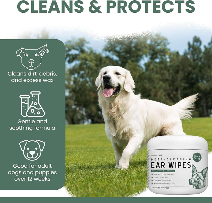 Deep Cleaning Ear Wipes for Dogs – 100 Count