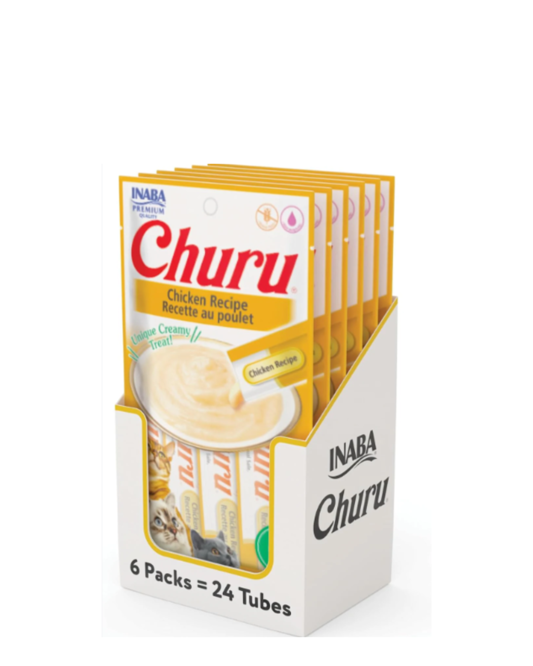 INABA Churu Cat Treats, Grain-Free Creamy Puree, Chicken