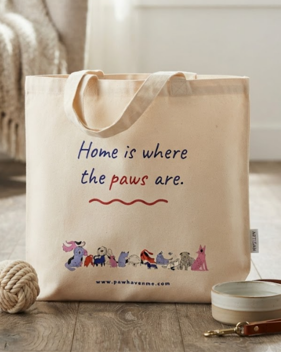Pet Lover Cotton Tote Bag – Home Is Where The Paws Are