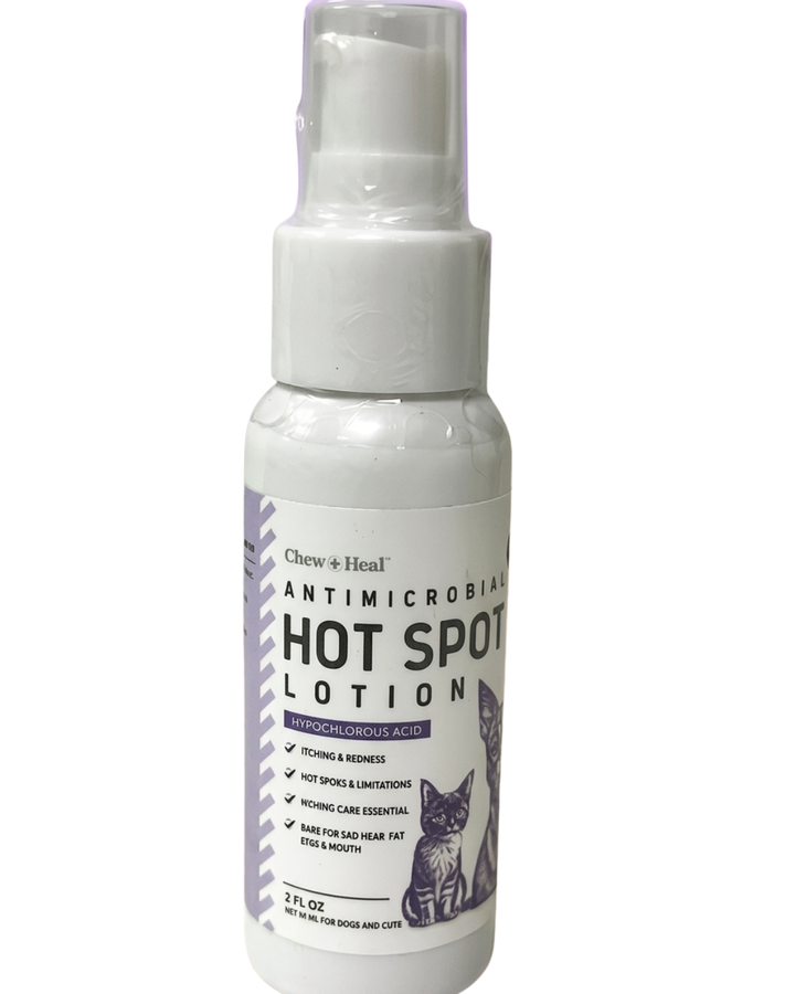 Chew + Heal Antimicrobial Hot Spots & Skin Infection Hypochlorous Acid Lotion for Dogs & Cats Wound Care