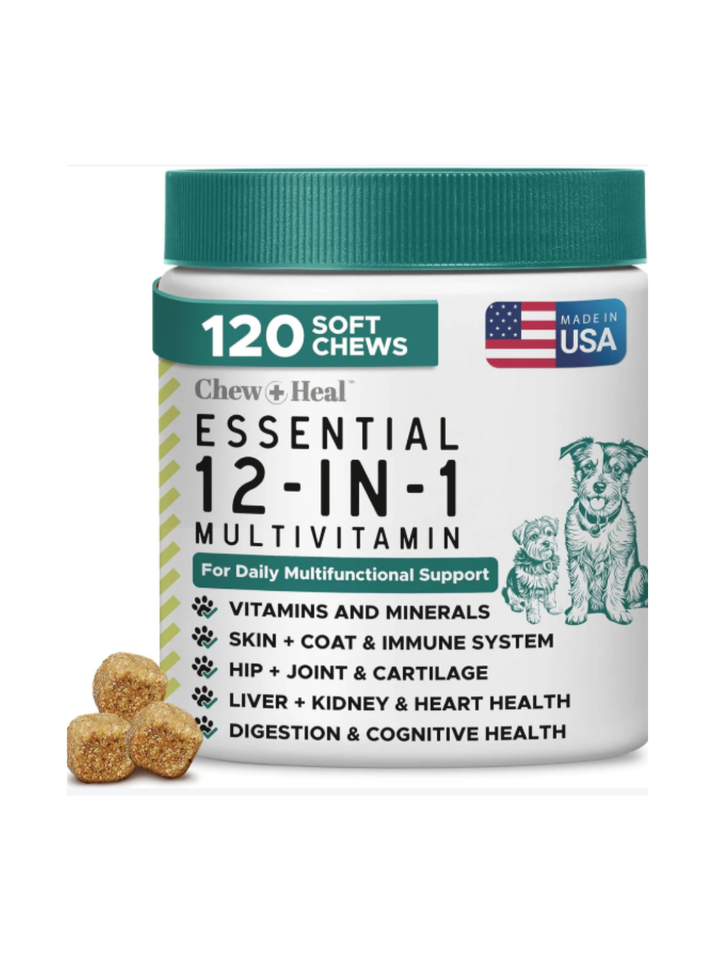 Chew + Heal Essential 12-in-1 Multivitamin Soft Chews for Dogs