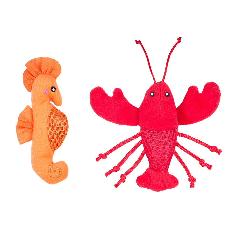 ZippyClawsÂ® Mesh Mates 2-Pack - Seahorse and Lobster by ZippyPaws