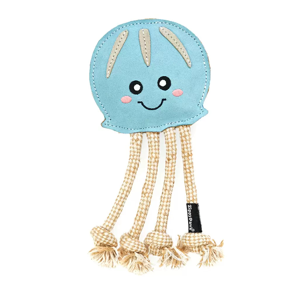 Suede and Rope Jellyfish Dog Toy