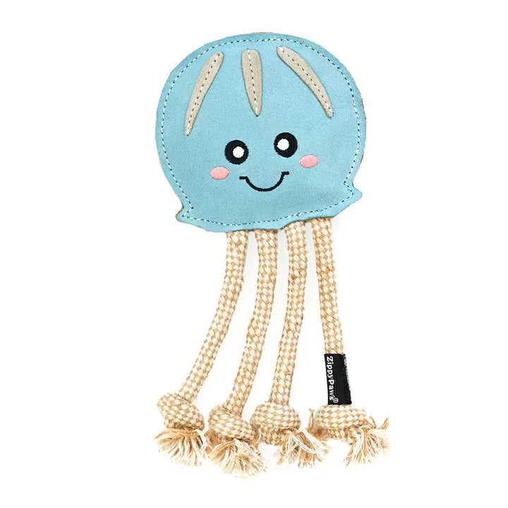 Suede and Rope Jellyfish Dog Toy