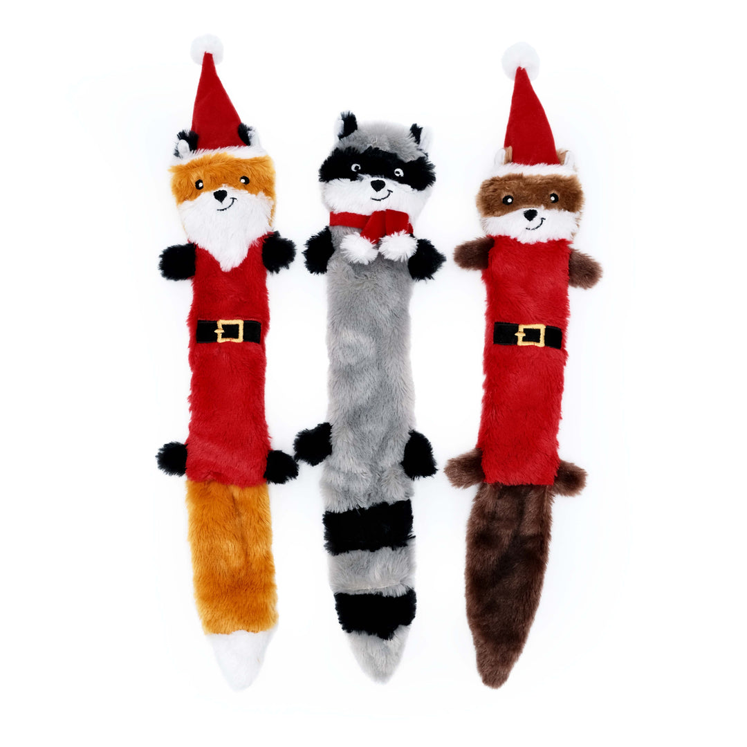 Holiday Skinny Peltz 3-Pack - Large (Santa Fox, Raccon) by ZippyPaws
