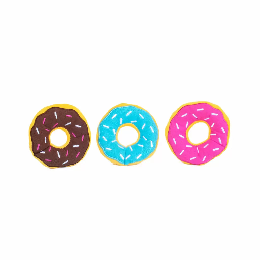 Donut Squeaky Plush Dog Toys, 3-Pack