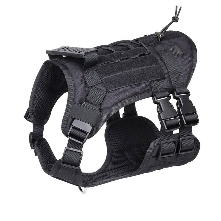 Tactical Dog Harness Vest for Large Dogs - No-Pull Training Vest - Black