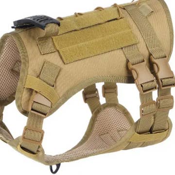 Tactical Dog Harness Vest for Large Dogs - No-Pull Training Vest - Khaki