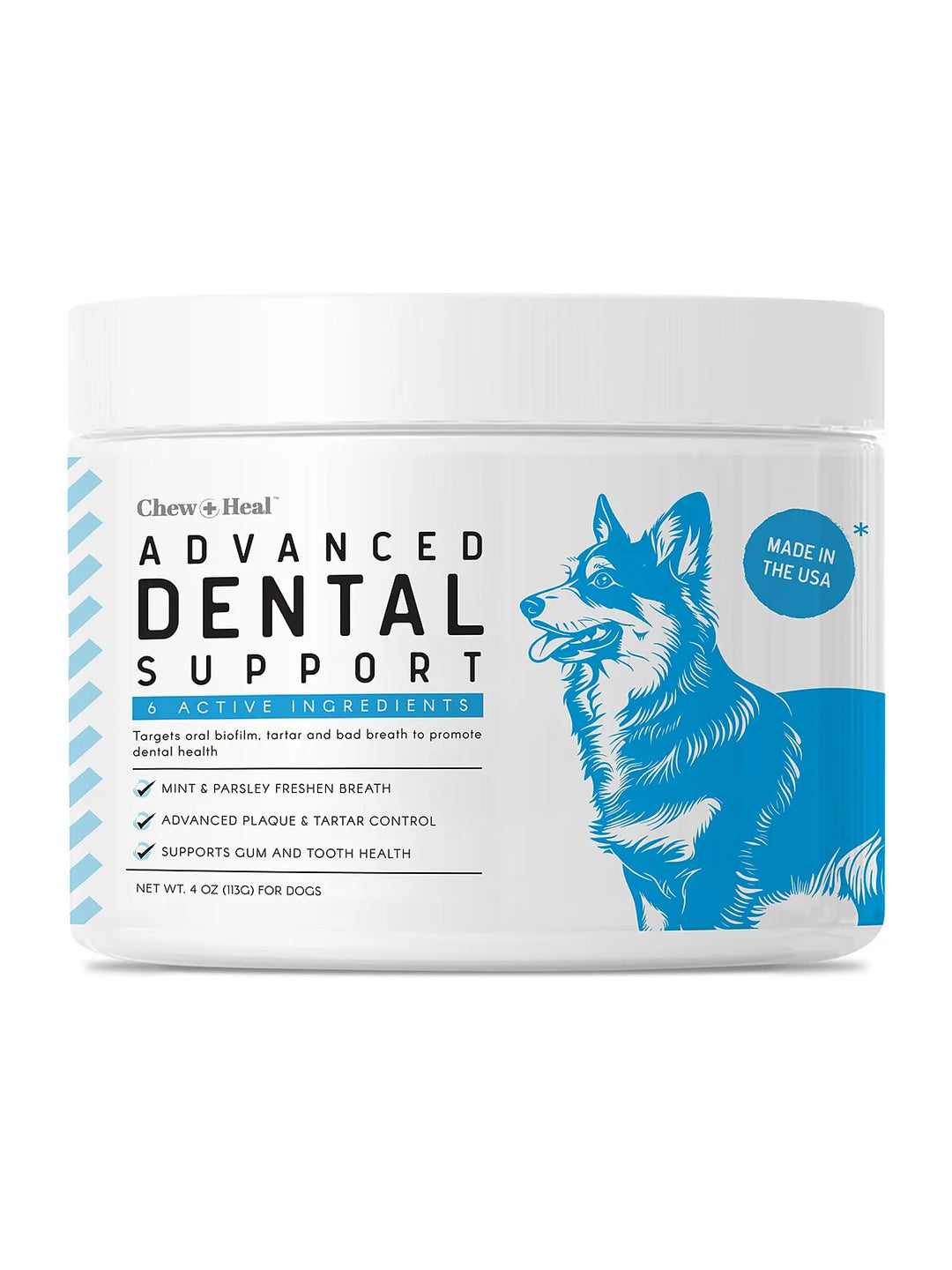 Chew + Heal Advanced Dental Support Powder with 6 Active Ingredients Dental Supplement for Dogs
