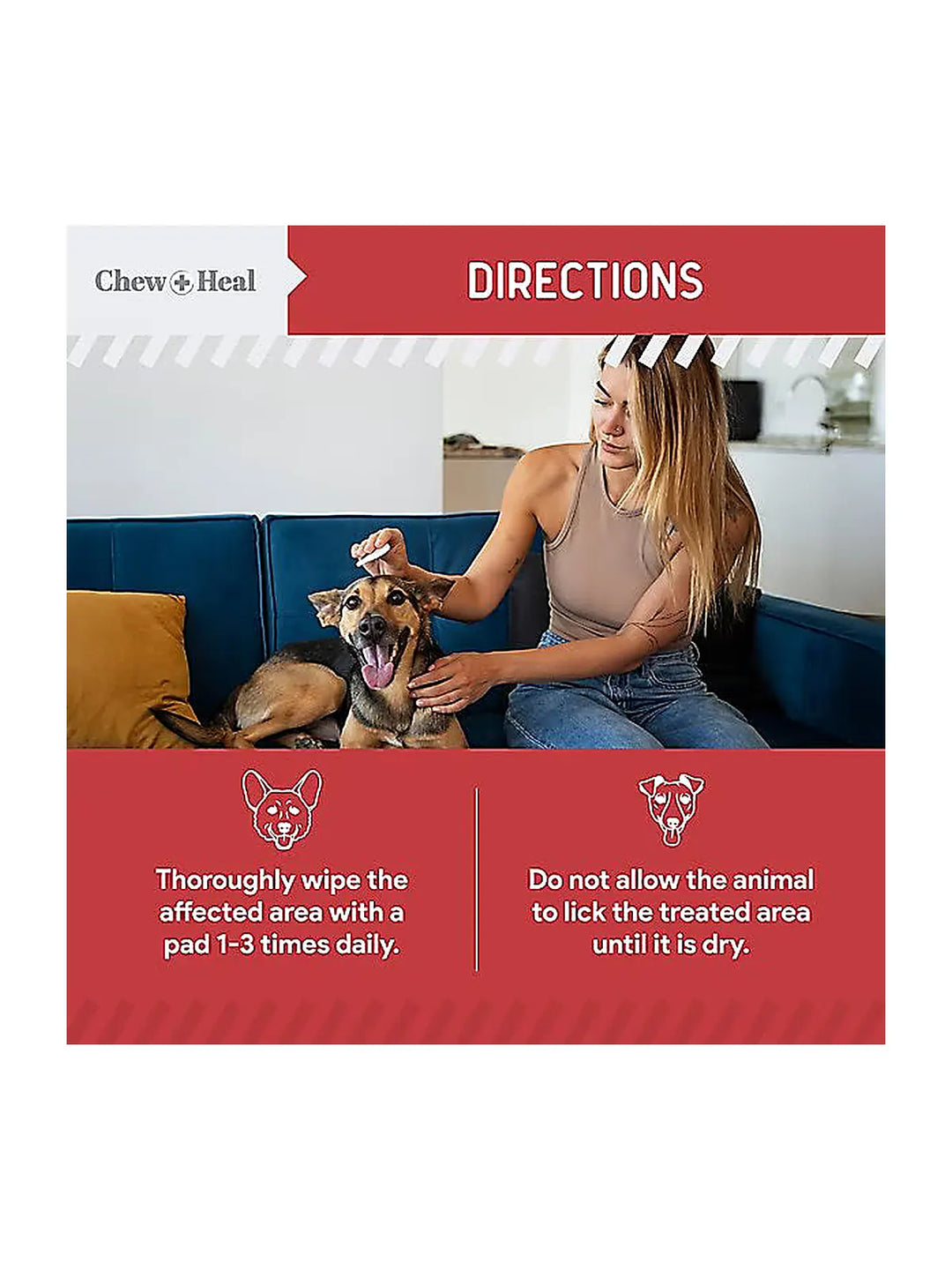 Chew + Heal Antibacterial & Antifungal Chlorhexidine & Ketoconazole Dog & Cat Grooming Wipes