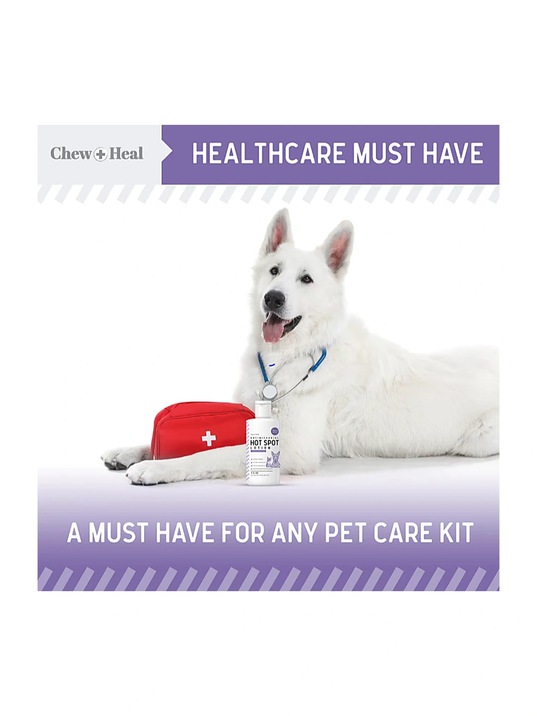 Chew + Heal Antimicrobial Hot Spots & Skin Infection Hypochlorous Acid Lotion for Dogs & Cats Wound Care