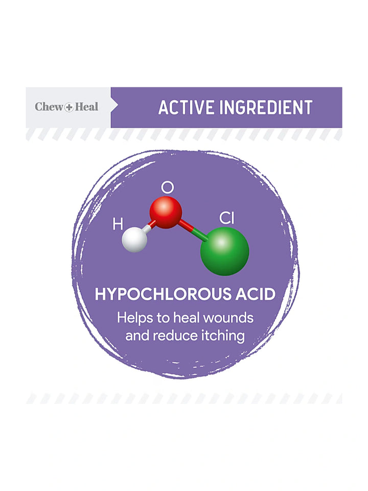 Chew + Heal Antimicrobial Hot Spots & Skin Infection Hypochlorous Acid Lotion for Dogs & Cats Wound Care