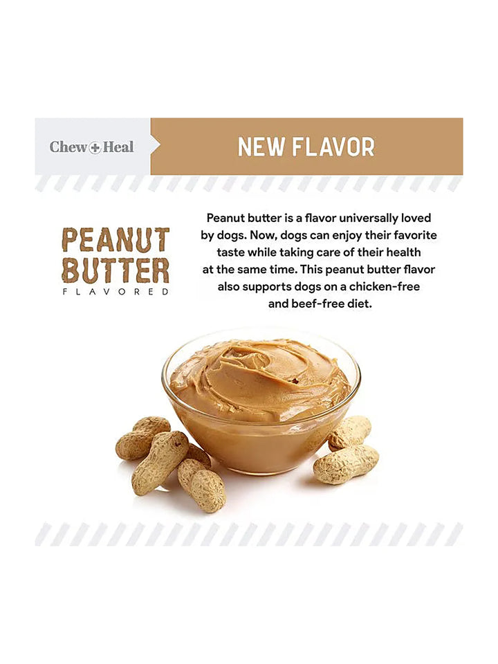 Chew + Heal Anxiety + Stress Peanut Butter Flavored Soft Chew Calming Dog Supplement 30 count