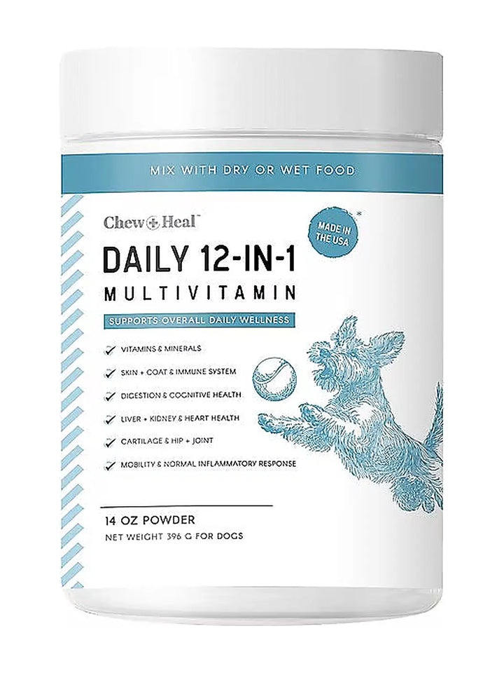 Chew + Heal Daily 12-in-1 Multivitamin, Multifunctional Wellness Powder Supplement for Dogs