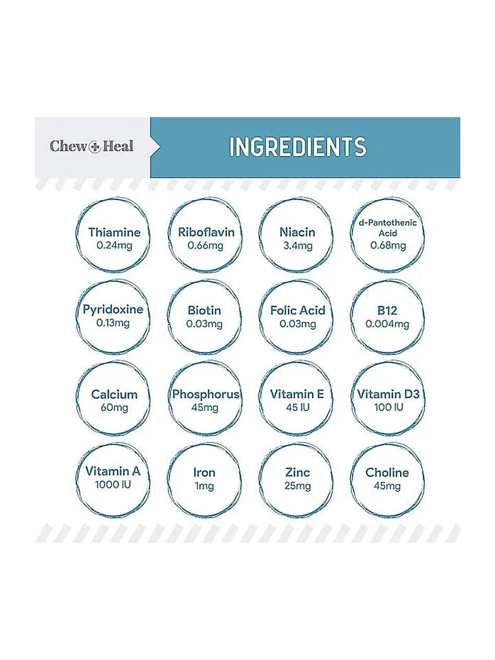 Chew + Heal Daily 12-in-1 Multivitamin, Multifunctional Wellness Powder Supplement for Dogs