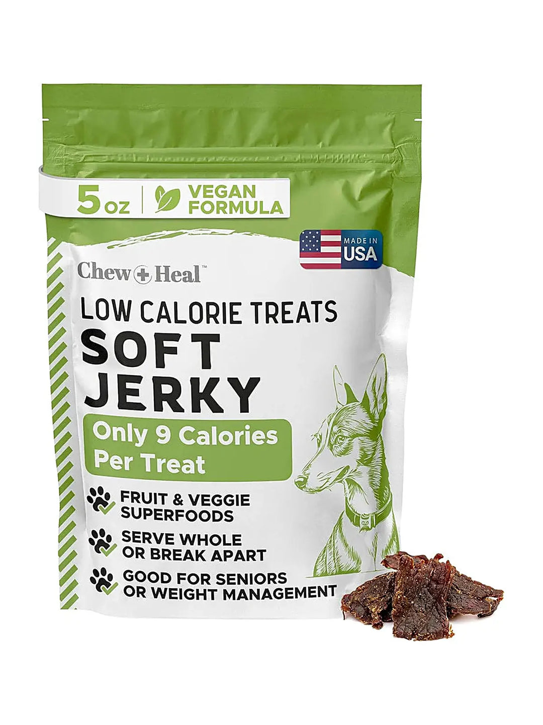 Chew + Heal Limited Ingredient Low Calorie Fruit & Veggie Superfoods Soft Jerky Dog Treats
