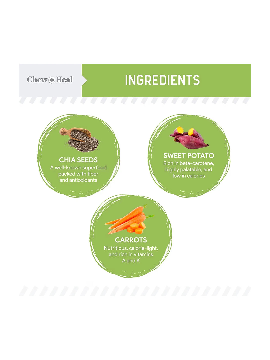 Chew + Heal Limited Ingredient Low Calorie Fruit & Veggie Superfoods Soft Jerky Dog Treats