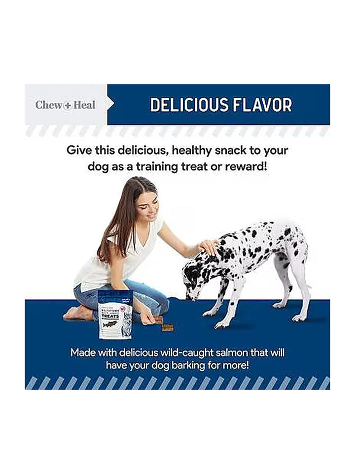 Chew + Heal Limited Ingredient Wild Alaskan Salmon Multivitamin Soft Jerky Dog Treats, 12-oz and 5-oz