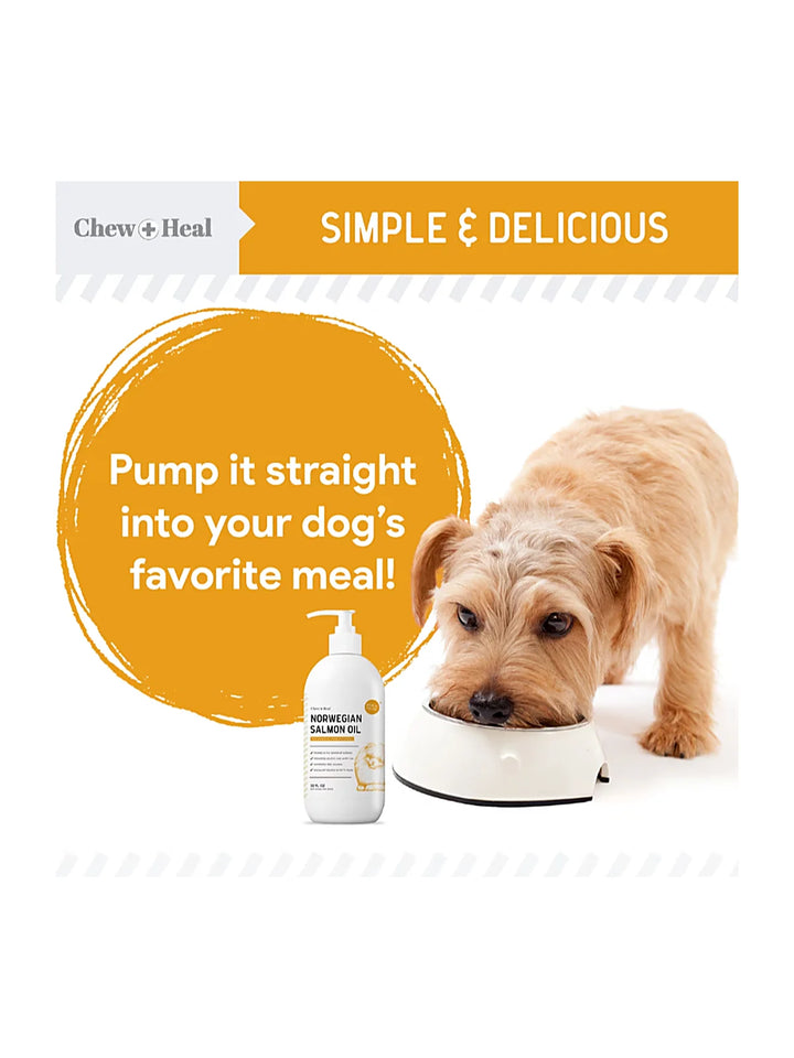 Chew + Heal Norwegian Salmon Oil Skin & Coat Supplement for Dogs & Cats, 64-fl oz bottle