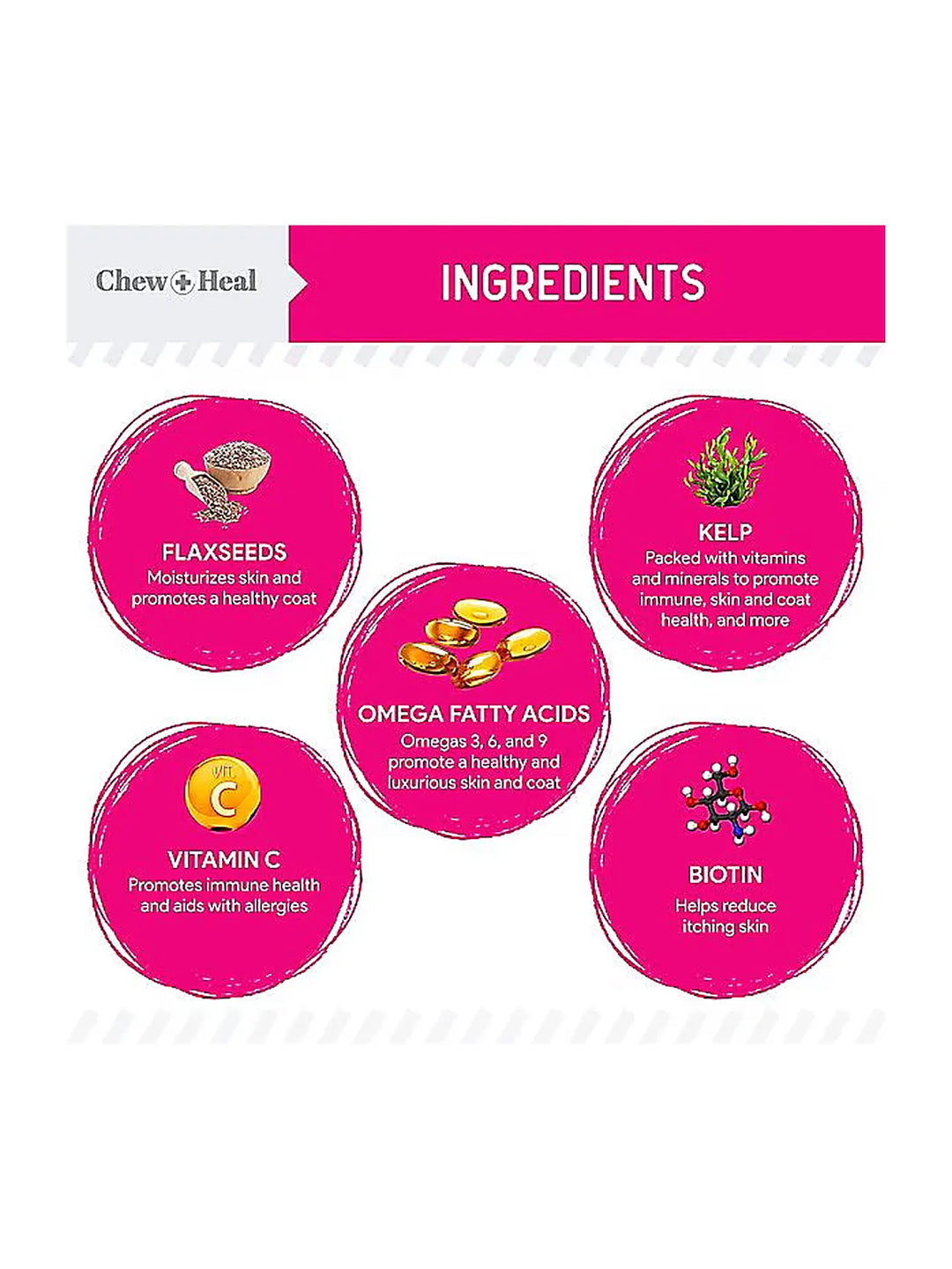Chew + Heal Omega Skin + Coat with Flaxseed, Kelp & Omegas Powder Supplement for Dogs