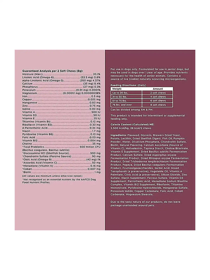 Chew + Heal Senior 12-In-1 Advanced Multivitamin Soft Chews Supplement for Senior Dogs, 120 count